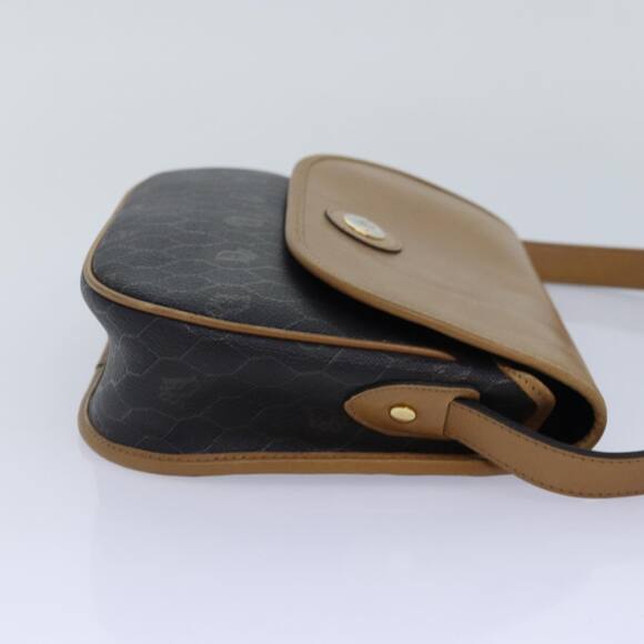 DIOR Honeycomb Canvas Shoulder Bag Pvc Leather Black Gold - Picture 5 of 12